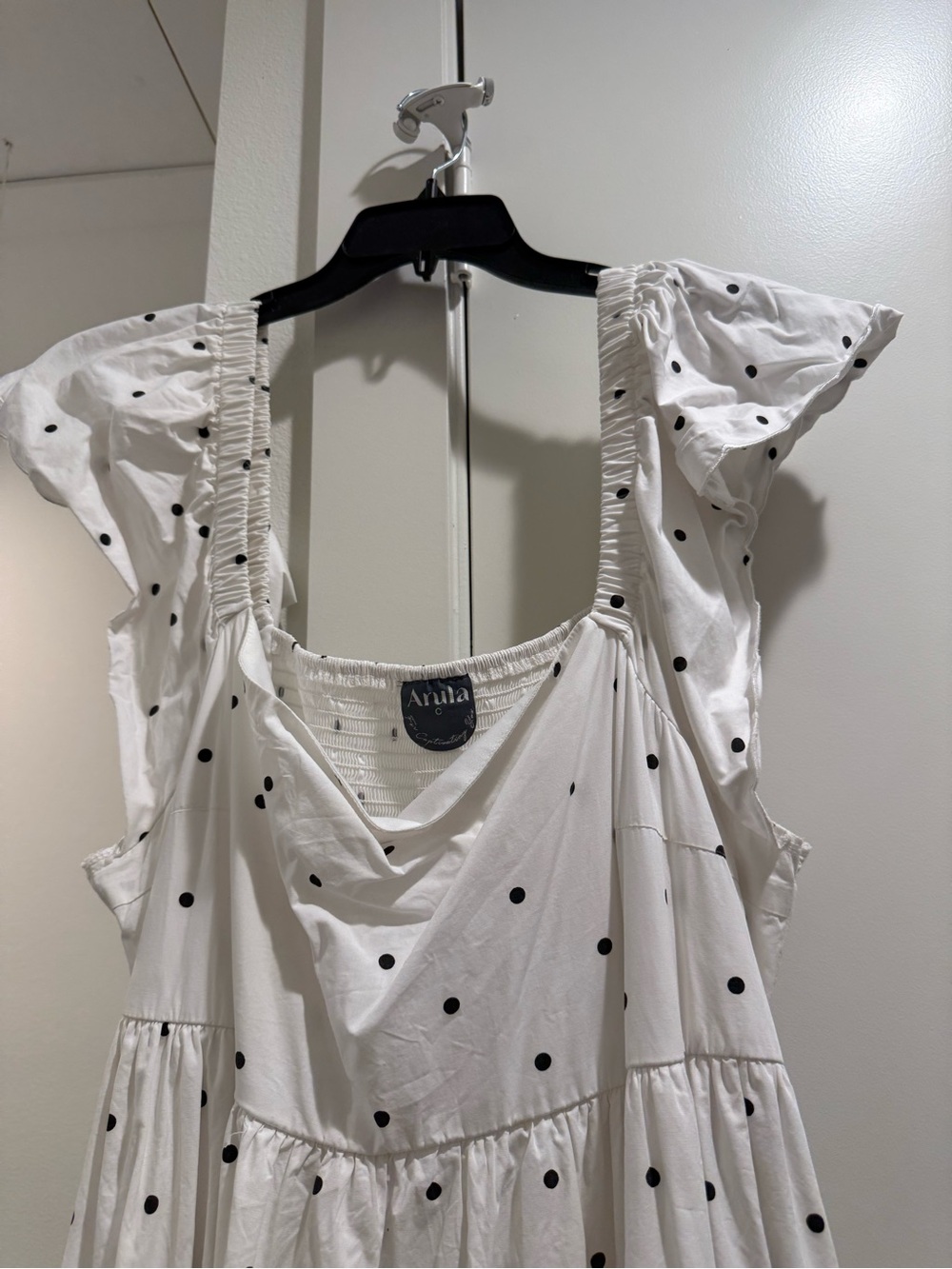 ARULA White Polka Dot Smocked Maxi Dress - Picture 2 of 3